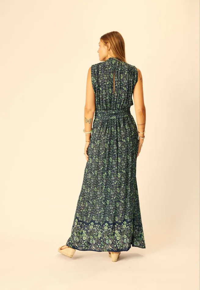 Dresses Shop Natalie Martin NICO SLEEVELESS MAXI Petite Fleur Marine