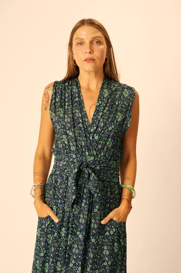 Dresses Shop Natalie Martin NICO SLEEVELESS MAXI Petite Fleur Marine