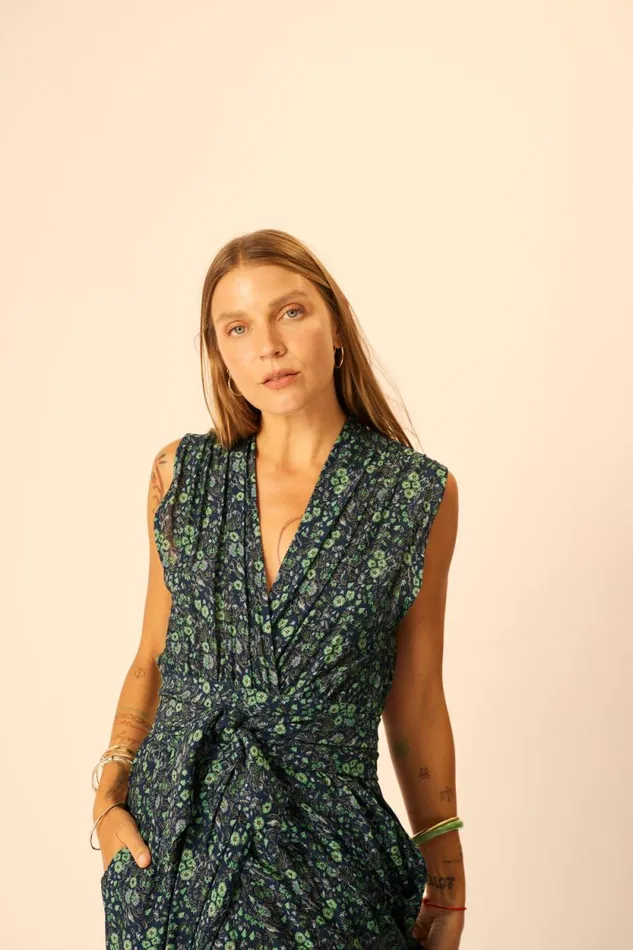 Dresses Shop Natalie Martin NICO SLEEVELESS MAXI Petite Fleur Marine