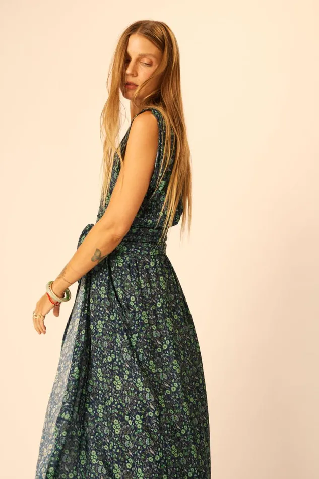 Dresses Shop Natalie Martin NICO SLEEVELESS MAXI Petite Fleur Marine