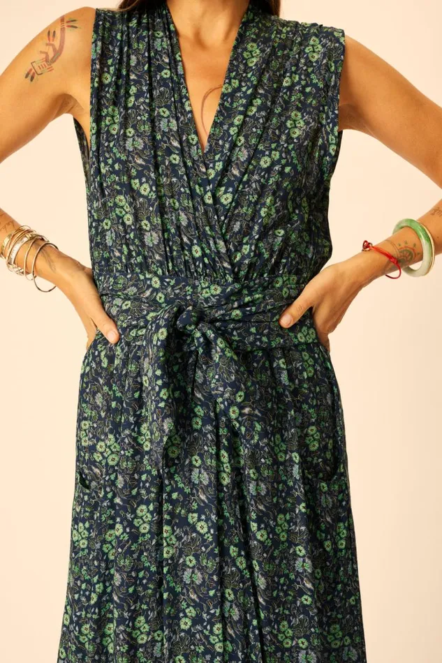 Dresses Shop Natalie Martin NICO SLEEVELESS MAXI Petite Fleur Marine