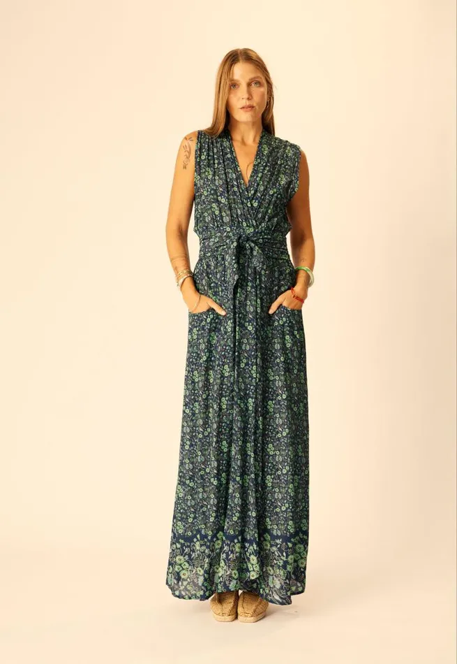 Dresses Shop Natalie Martin NICO SLEEVELESS MAXI Petite Fleur Marine