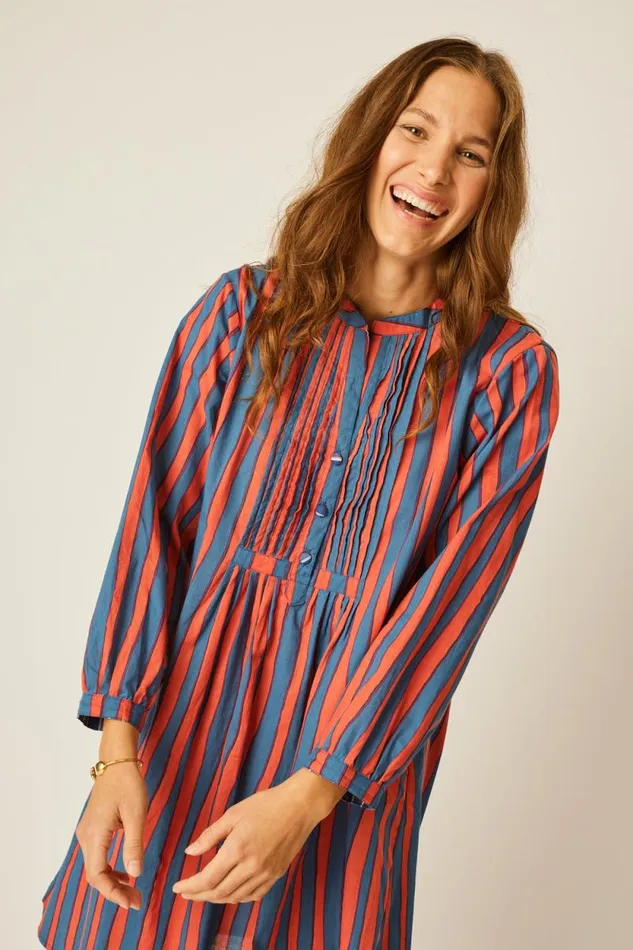 Dresses Shop Natalie Martin SAMMIE MAXI Batik Stripe Blood Orange