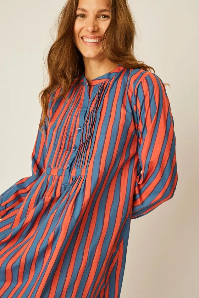 Dresses Shop Natalie Martin SAMMIE MAXI Batik Stripe Blood Orange