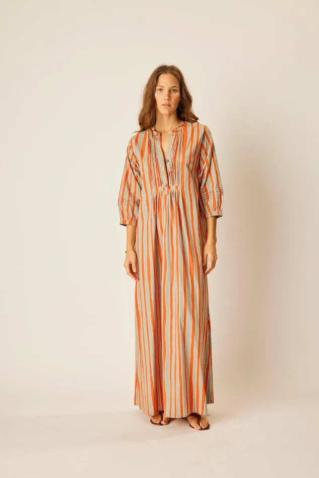 Dresses Shop Natalie Martin SAMMIE MAXI Batik Stripe Blood Orange