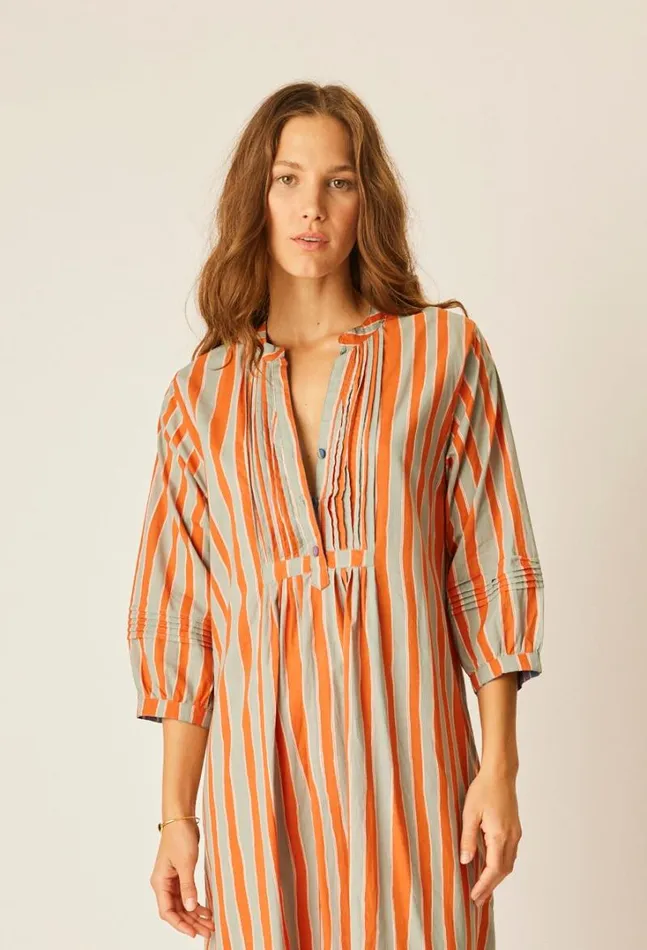 Dresses Shop Natalie Martin SAMMIE SHORT DRESS Batik Stripe Sage