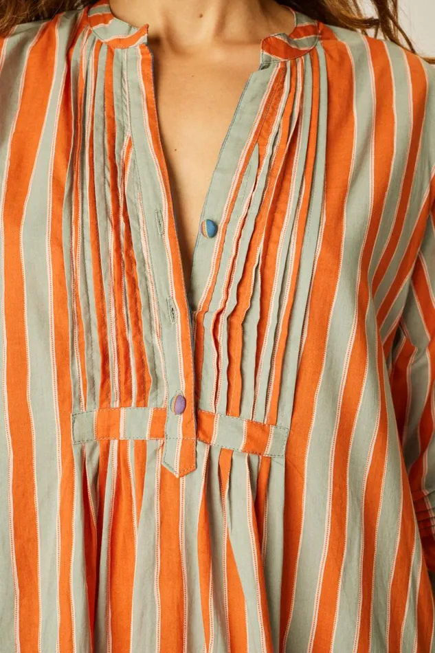 Dresses Shop Natalie Martin SAMMIE SHORT DRESS Batik Stripe Sage