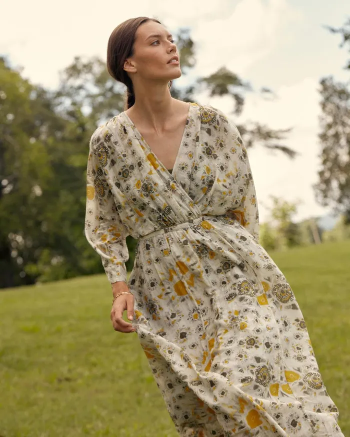 Dresses Women Billy Reid Robe Wrap Dress Ivorygold