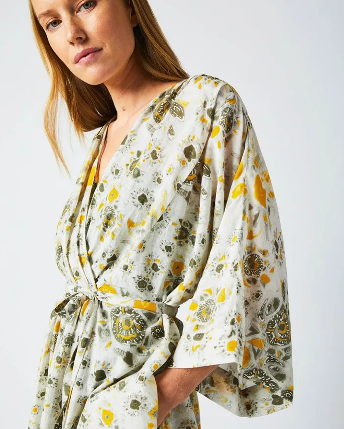 Dresses Women Billy Reid Robe Wrap Dress Ivorygold