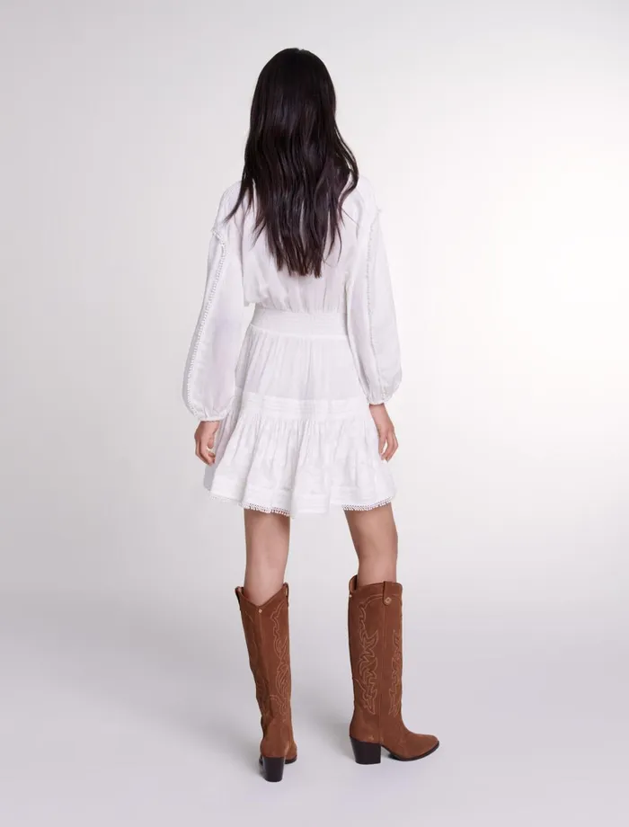 Dresses Women Maje Short Cotton Patchwork Dress Ecru