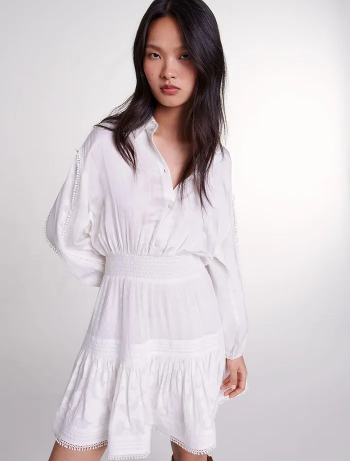 Dresses Women Maje Short Cotton Patchwork Dress Ecru