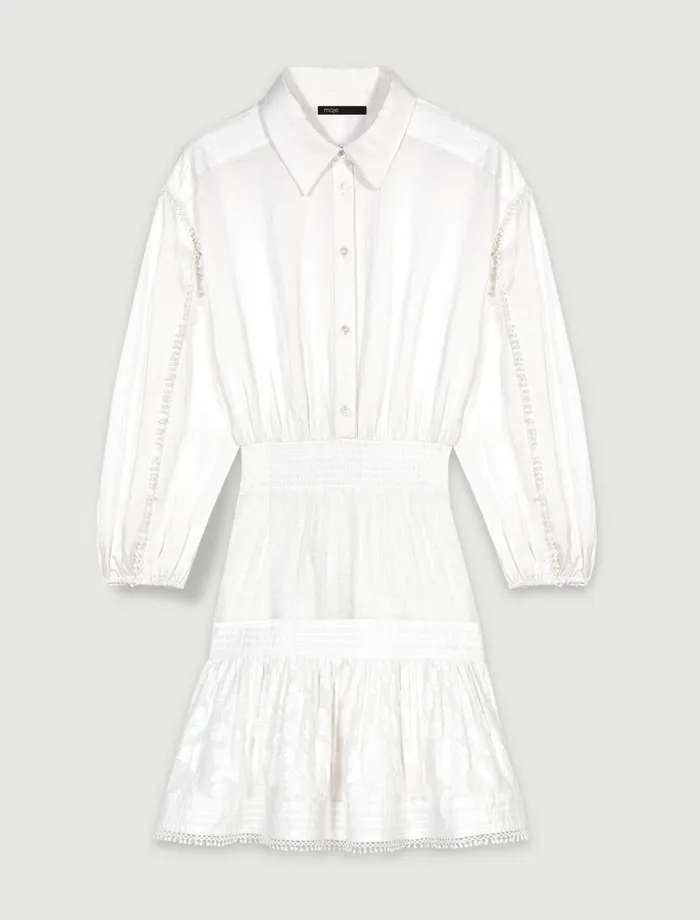 Dresses Women Maje Short Cotton Patchwork Dress Ecru