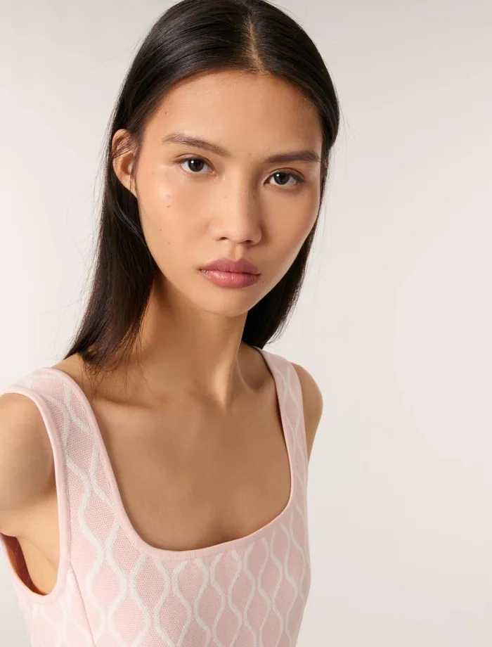 Dresses Women Maje Short Jacquard Knit Dress Pale Pink