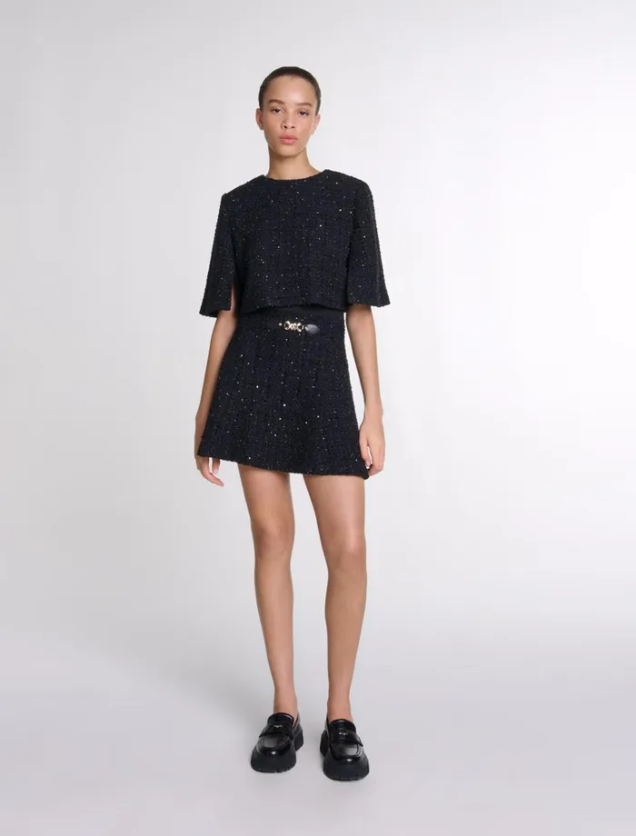 Dresses Women Maje Tweed 2In1 Short Dress Black