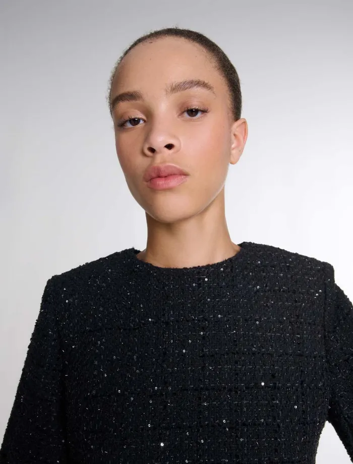 Dresses Women Maje Tweed 2In1 Short Dress Black
