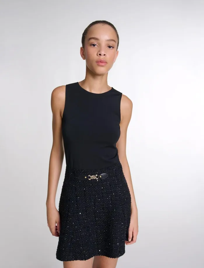 Dresses Women Maje Tweed 2In1 Short Dress Black