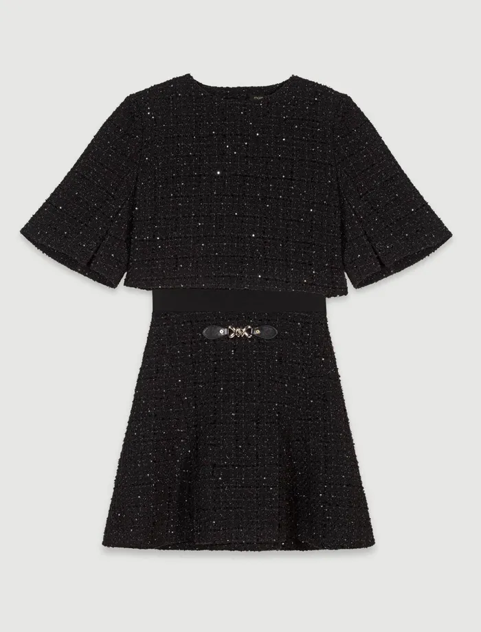 Dresses Women Maje Tweed 2In1 Short Dress Black