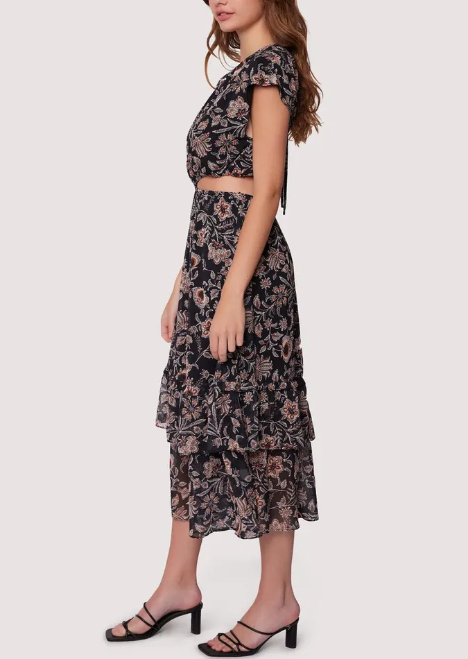 Eclipse Of The Heart Midi Dress Blackcreamfloral Women Lost Wander Dresses
