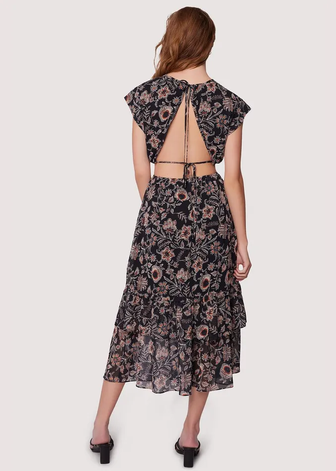Eclipse Of The Heart Midi Dress Blackcreamfloral Women Lost Wander Dresses