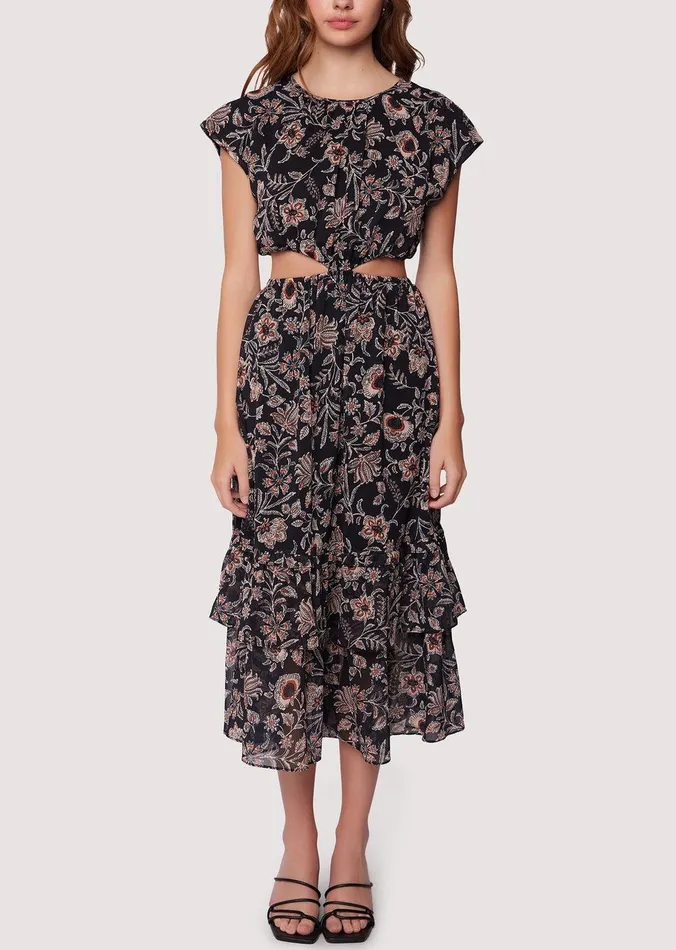 Eclipse Of The Heart Midi Dress Blackcreamfloral Women Lost Wander Dresses