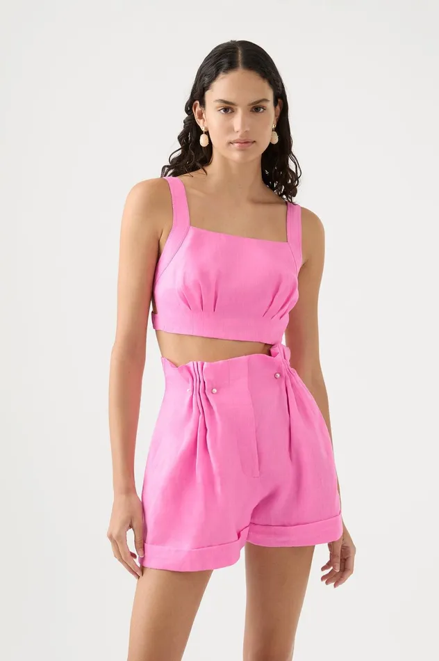 Eden Paper Bag Short Protea Pink Women Aje Shorts