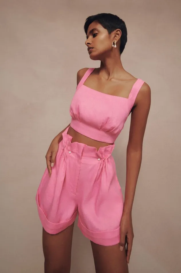 Eden Paper Bag Short Protea Pink Women Aje Shorts