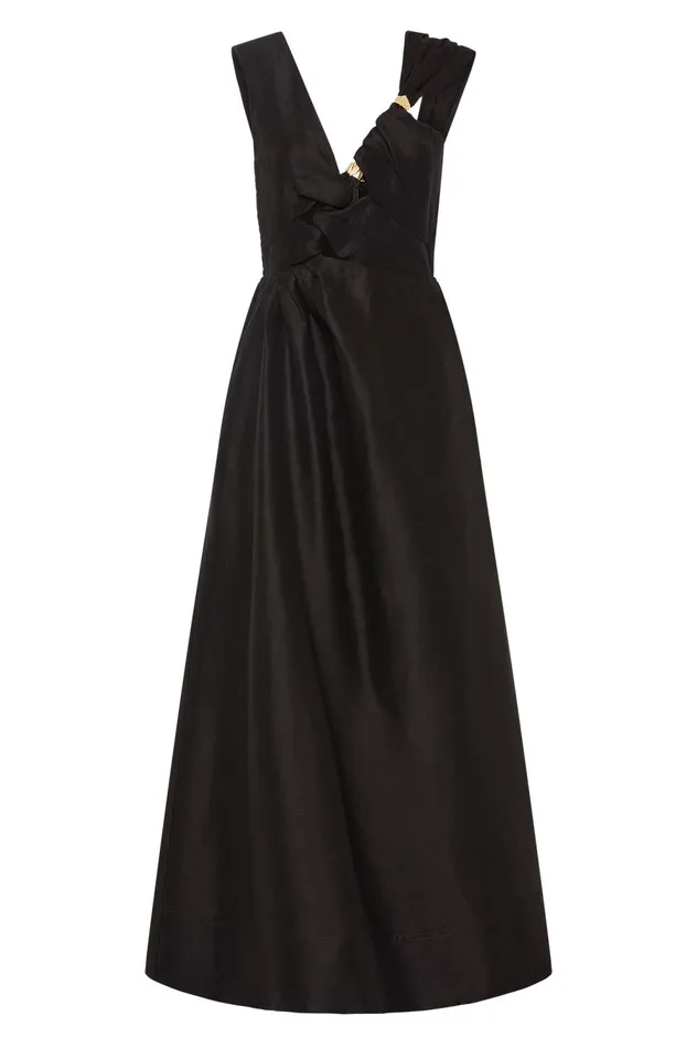 Electra Scrunch Midi Dress Black Women Aje Black Dresses