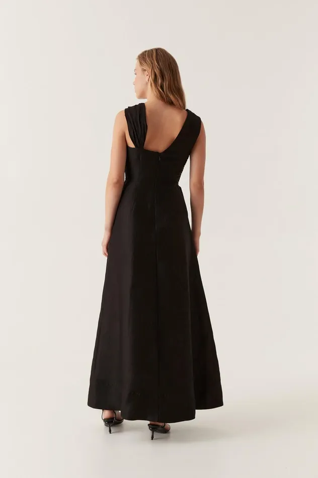 Electra Scrunch Midi Dress Black Women Aje Black Dresses