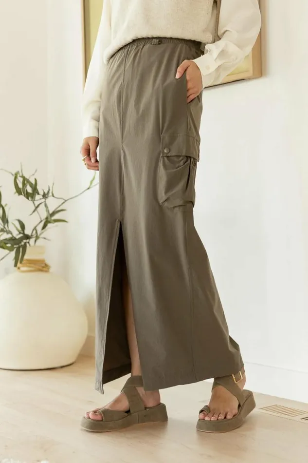Ellie Cargo Skirt In Olive Olive Women Bohme Skirts