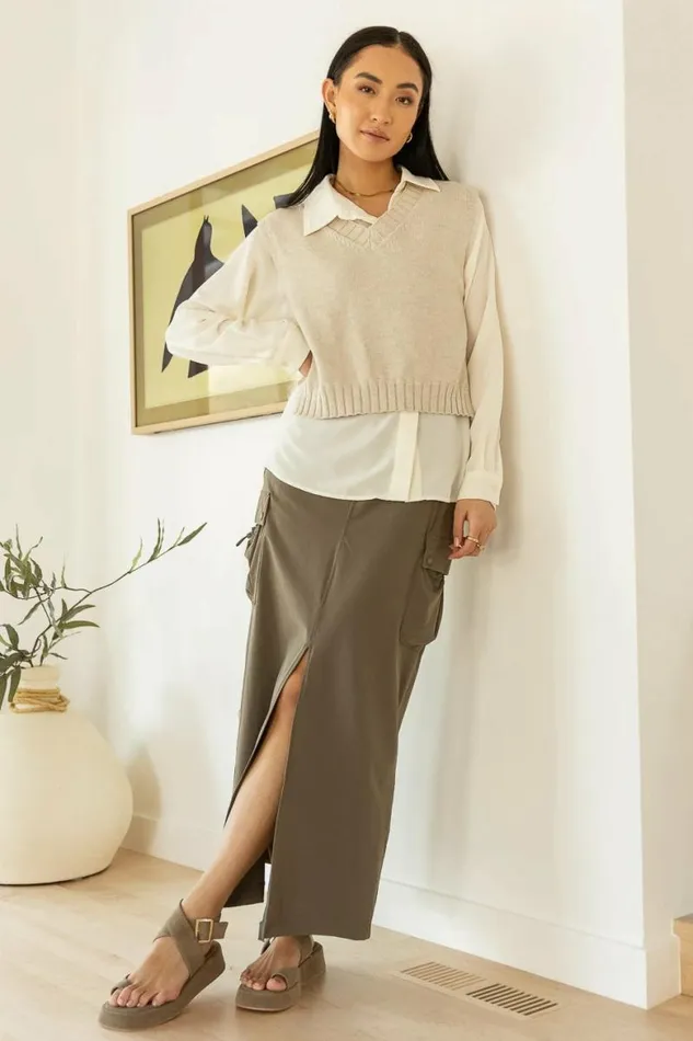 Ellie Cargo Skirt In Olive Olive Women Bohme Skirts