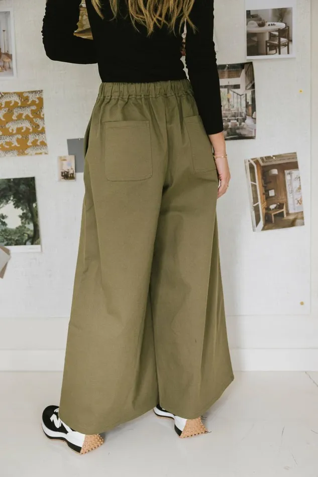 Ellie Wide Leg Pants Olive Women Bohme Pants
