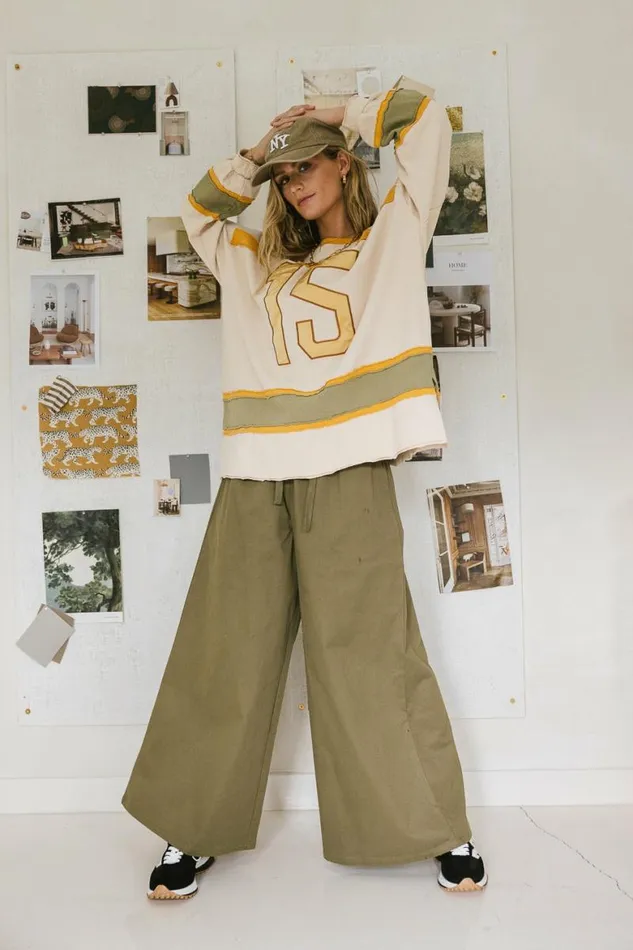 Ellie Wide Leg Pants Olive Women Bohme Pants