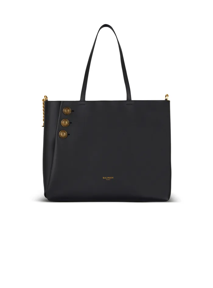 Emblegraveme Leather Tote Bag Black Women Balmain Tote Bags
