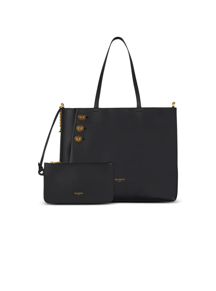 Emblegraveme Leather Tote Bag Black Women Balmain Tote Bags