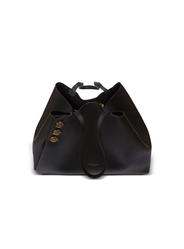 Emblegraveme Leather Tote Bag Black Women Balmain Tote Bags
