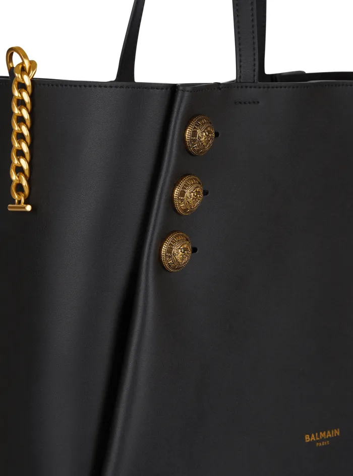 Emblegraveme Leather Tote Bag Black Women Balmain Tote Bags