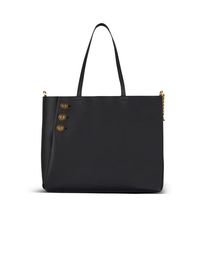 Emblegraveme Leather Tote Bag Black Women Balmain Tote Bags