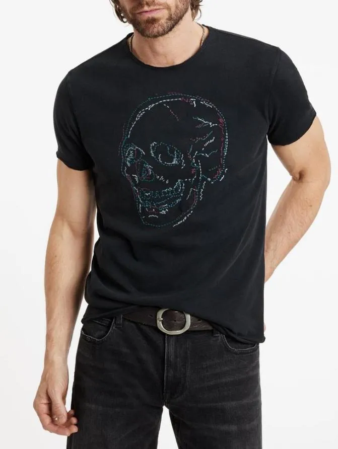 EMBROIDERED SKULL TEE Black Clothing John Varvatos Graphic Tees
