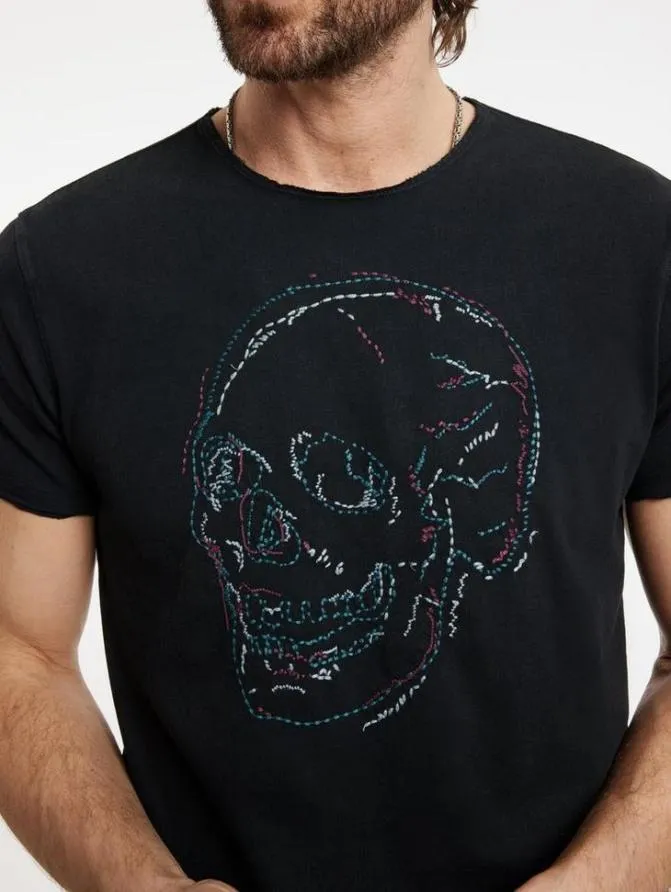 EMBROIDERED SKULL TEE Black Clothing John Varvatos Graphic Tees