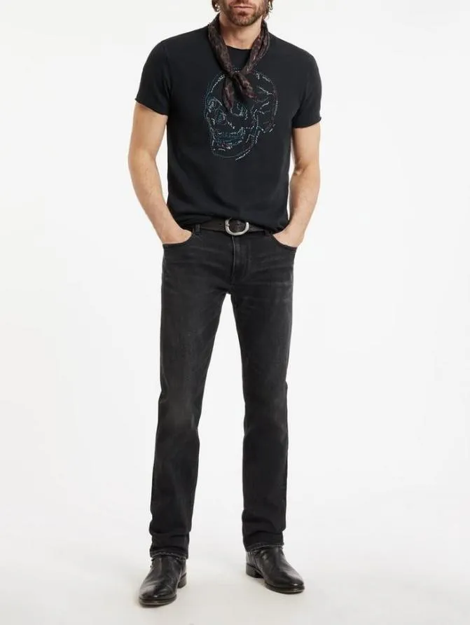 EMBROIDERED SKULL TEE Black Clothing John Varvatos Graphic Tees