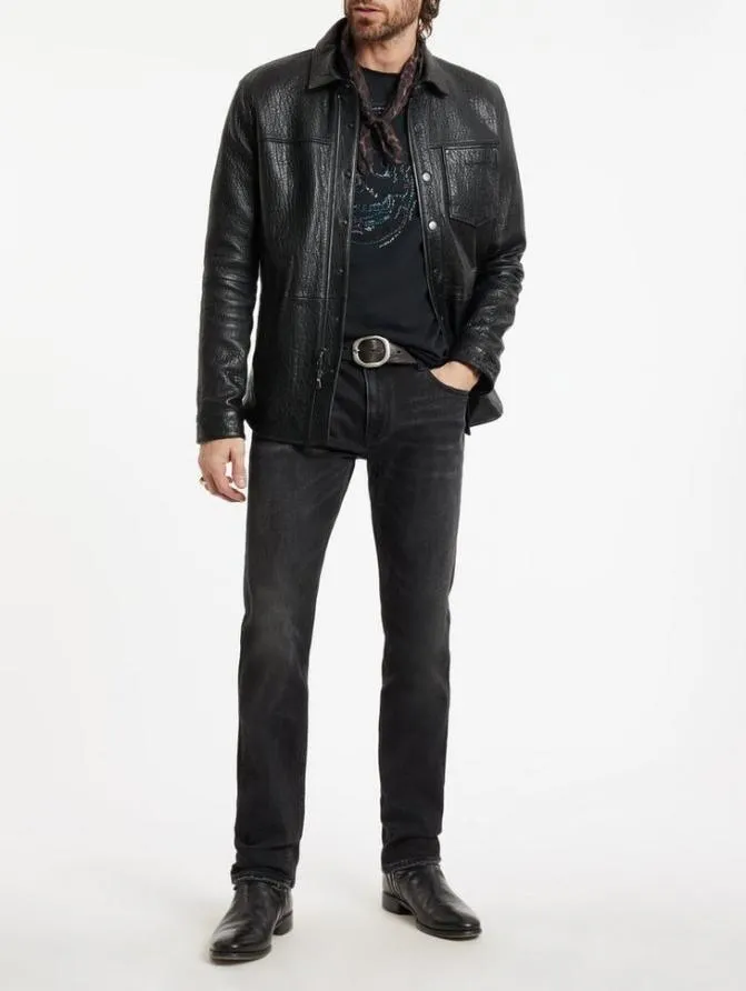 EMBROIDERED SKULL TEE Black Clothing John Varvatos Graphic Tees