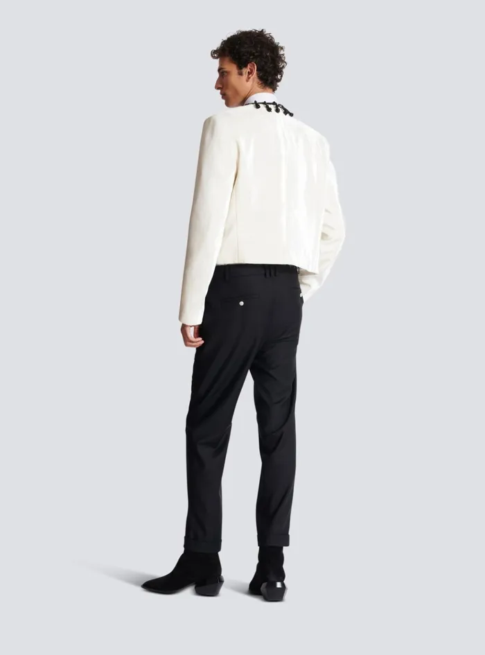 Embroidered Velvet Spencer Jacket White Men Balmain Jackets And Blazers