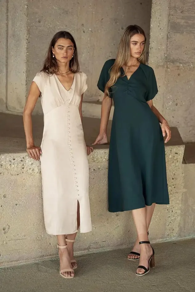 Emersyn Midi Dress In Champagne Champagne Women Bohme Dresses