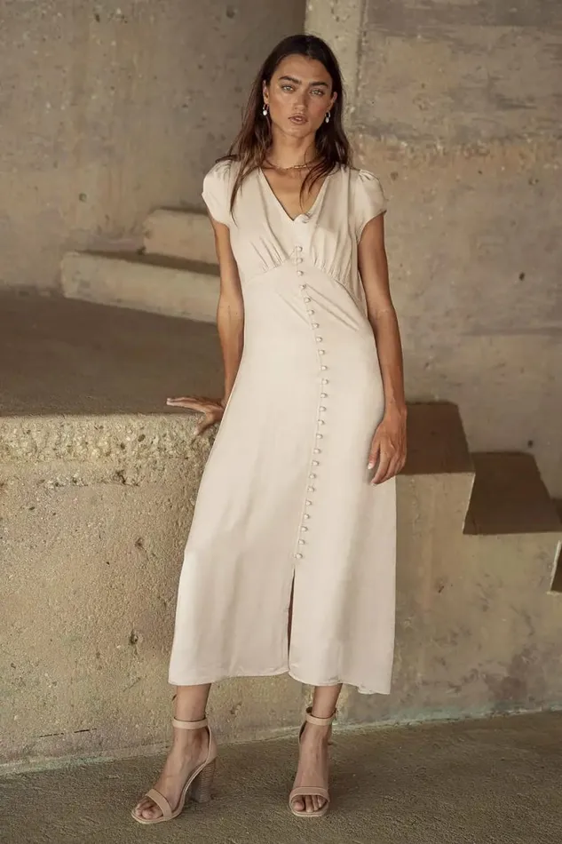 Emersyn Midi Dress In Champagne Champagne Women Bohme Dresses