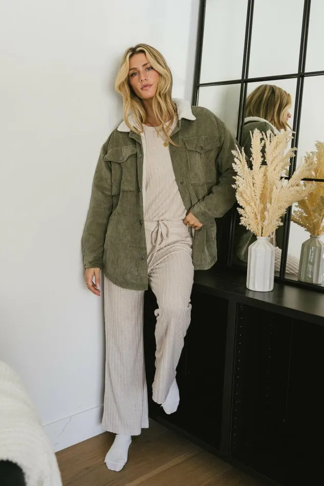 Emilia Corduroy Jacket In Sage Sage Women Bohme Outerwear
