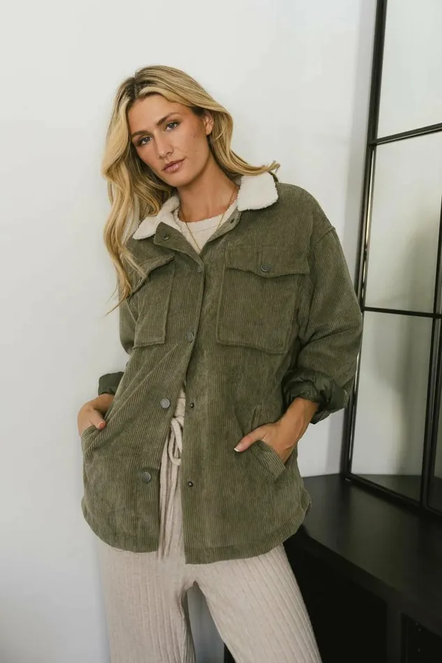 Emilia Corduroy Jacket In Sage Sage Women Bohme Outerwear