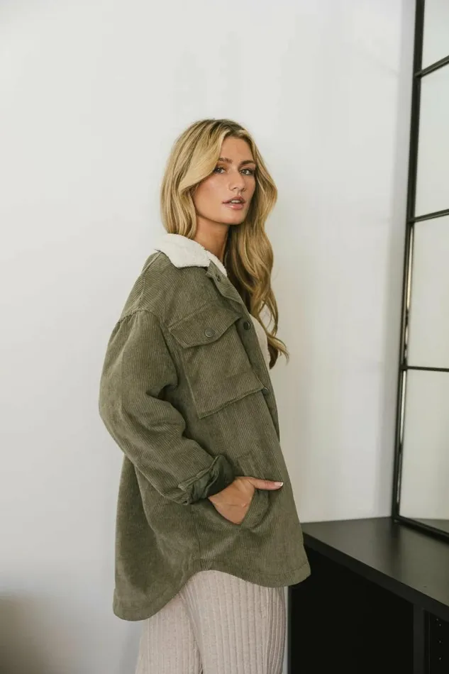 Emilia Corduroy Jacket In Sage Sage Women Bohme Outerwear