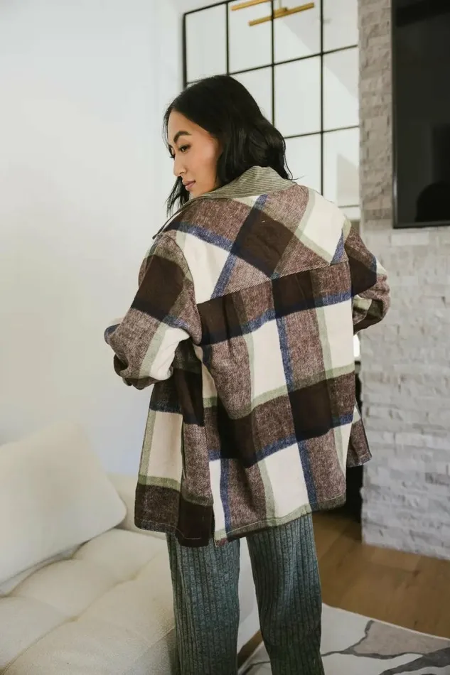 Emma Plaid Shacket Sage Women Bohme Outerwear