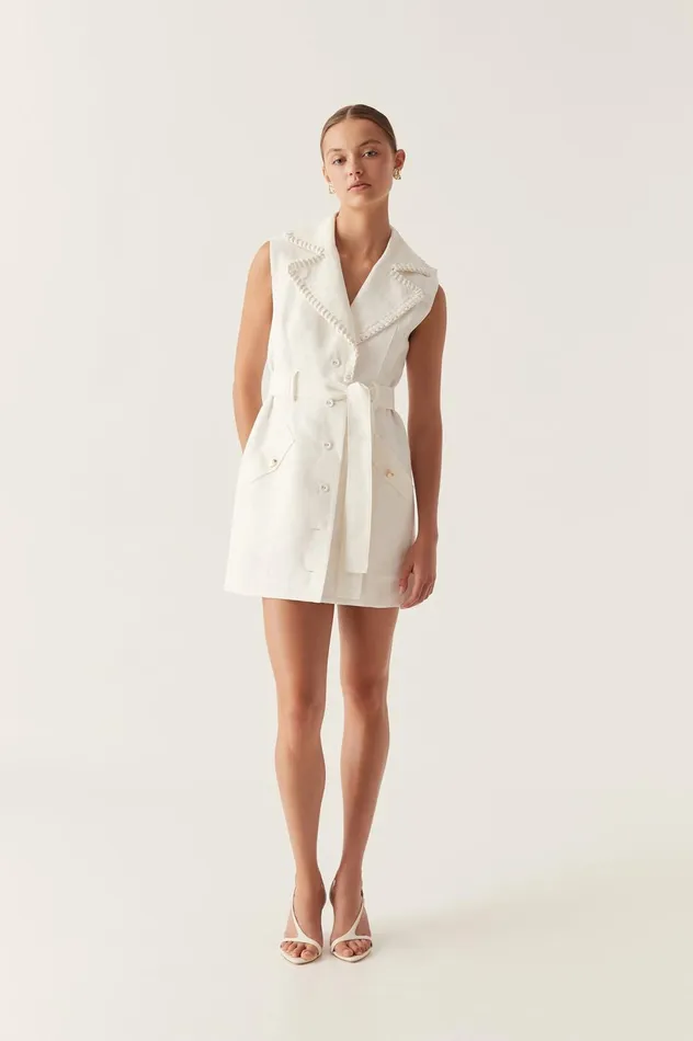 Encompass Utility Mini Dress Ivory Women Aje White Dresses