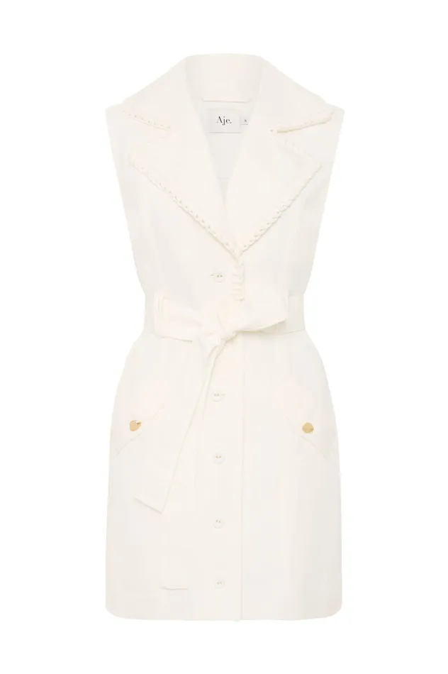 Encompass Utility Mini Dress Ivory Women Aje White Dresses